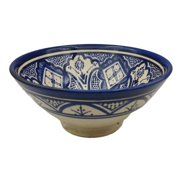 Moroccan Ceramic Mug, Blue and White, Hand-Painted Design