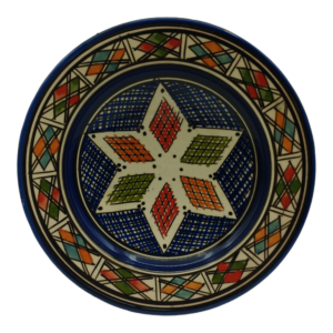 Moroccan Ceramic Plate with Geometric Star Design