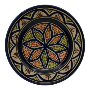 Moroccan Ceramic Plate with Intricate Floral Design