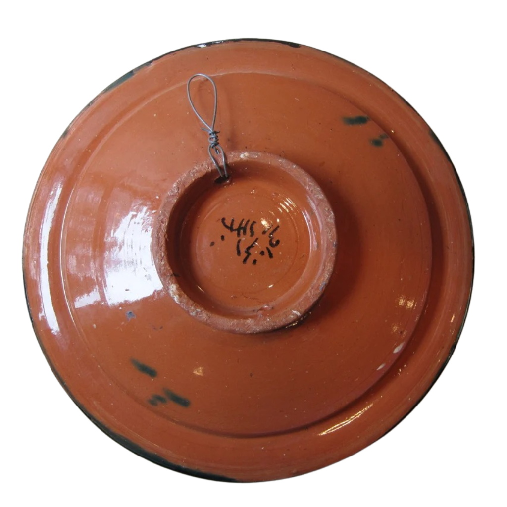 Hand Painted Moroccan Safi Pottery Plate with Traditional Blue Patterns Image 4