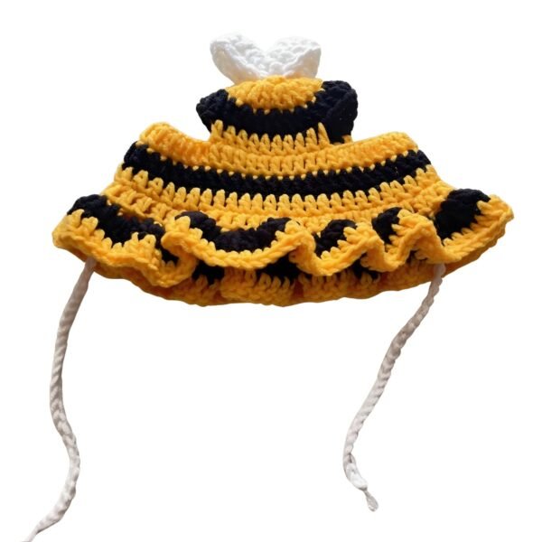 Bumblebee Stripe Crochet Pet Hat with Chin Ties