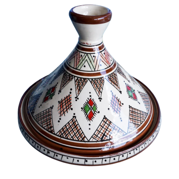 Handcrafted Moroccan Ceramic Tagine with Hand Painted Brown Design