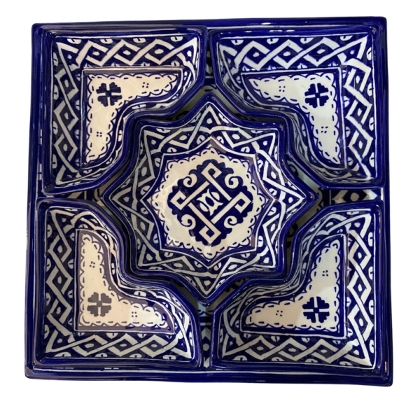 Ceramic Dip and Serving Set with Platter and Plates