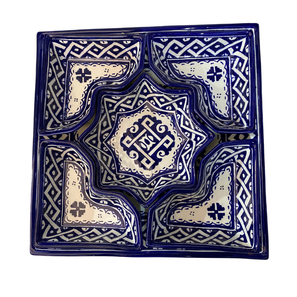 Ceramic Dip and Serving Set with Platter and Plates Image 2