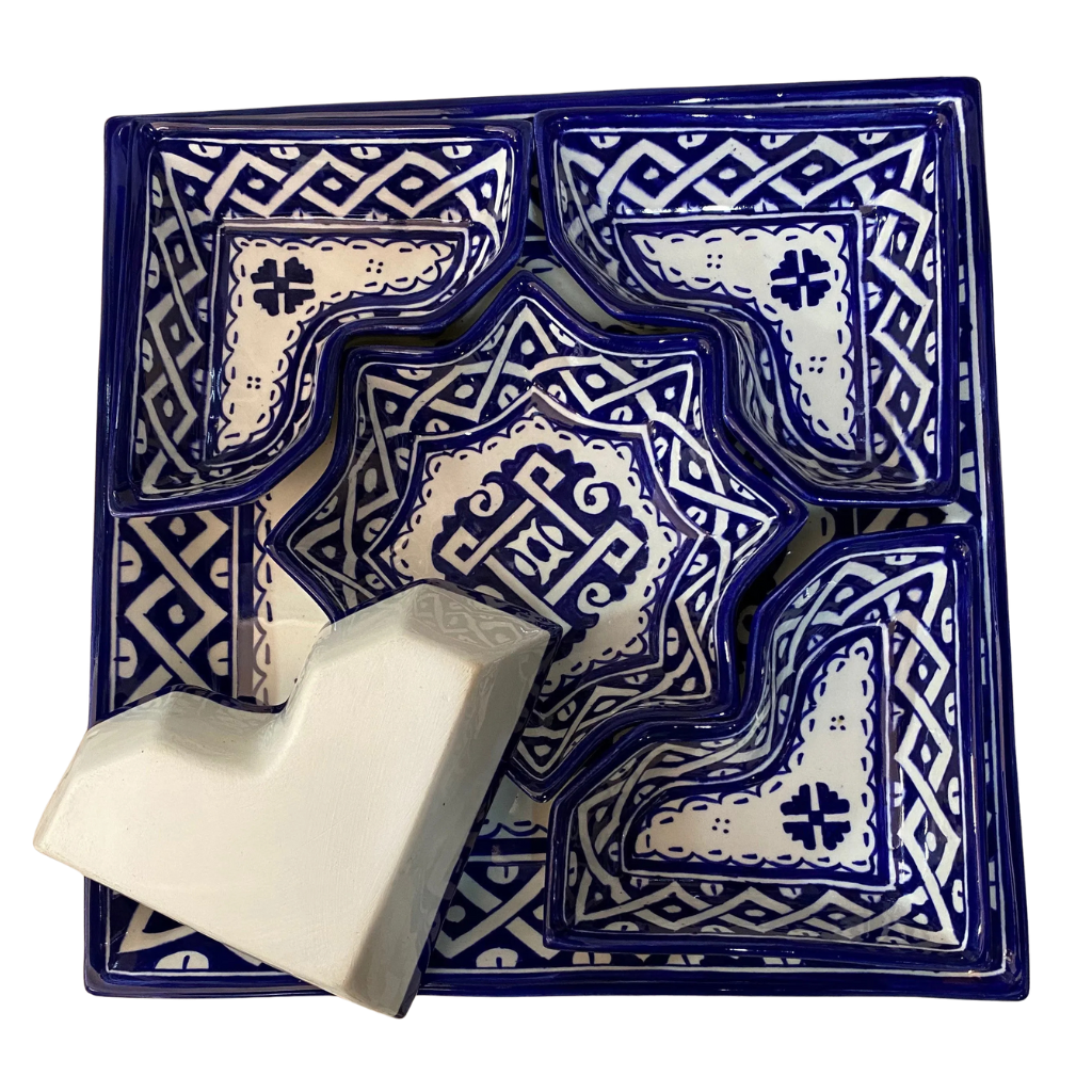 Ceramic Dip and Serving Set with Platter and Plates Image 3