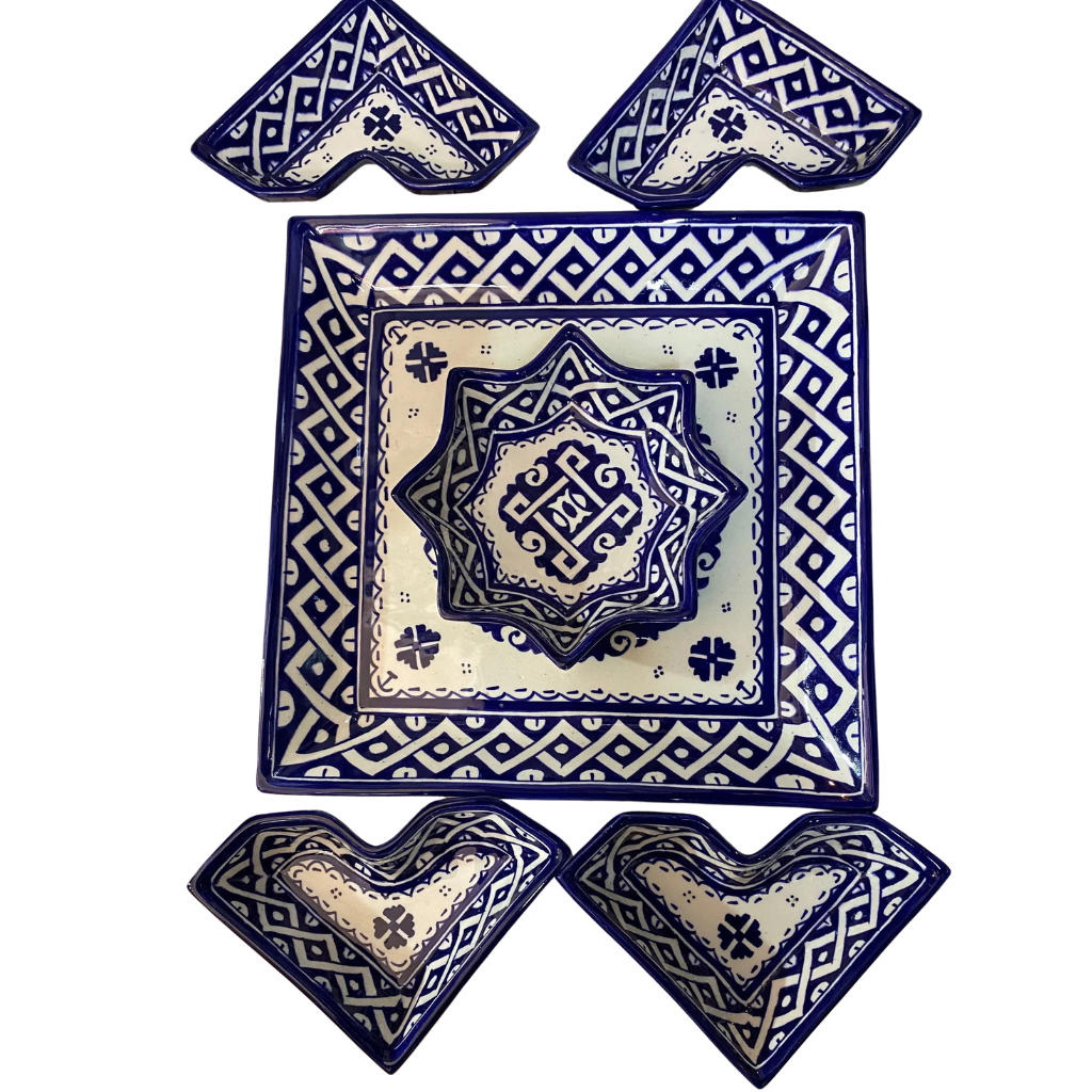 Ceramic Dip and Serving Set with Platter and Plates Image 5