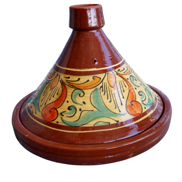 Handmade Moroccan Ceramic Tagine with Classic Brown Hand Painted Design