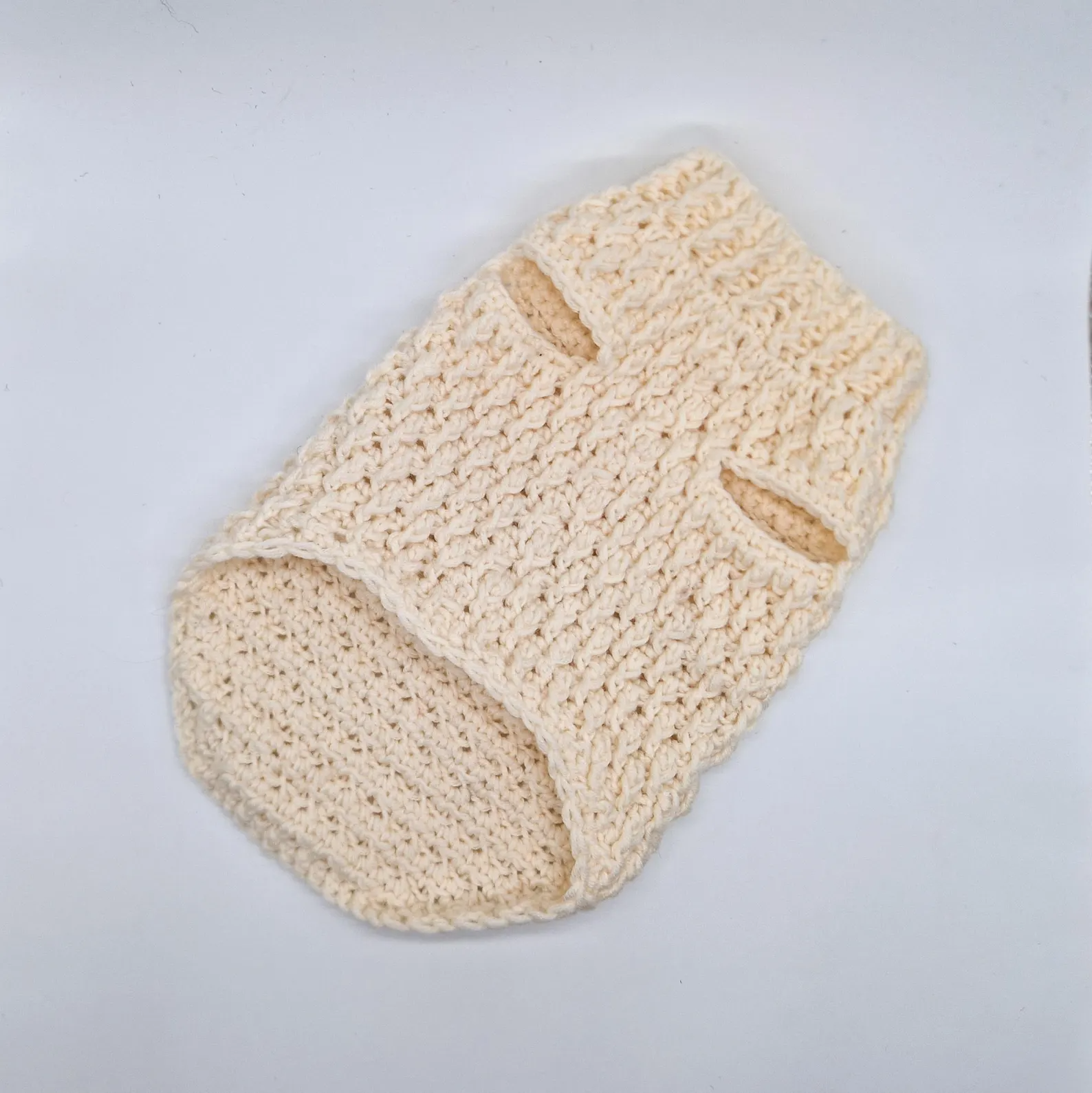 Cream Textured Crochet Dog Sweater Pullover for Small Pets Image 3