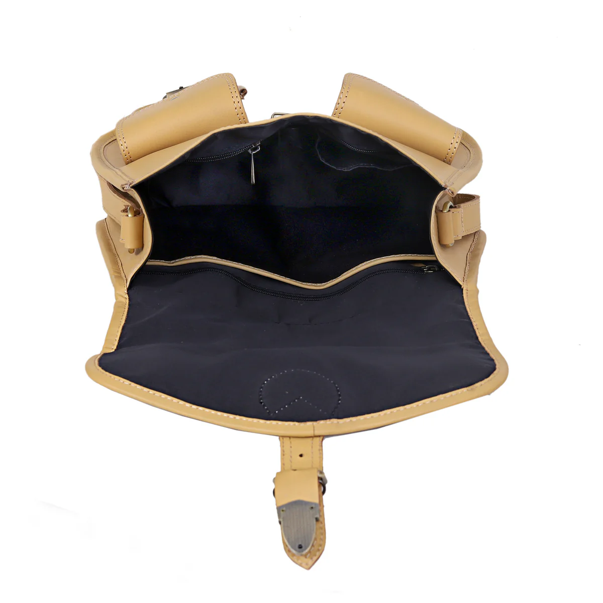 Handcrafted Leather Messenger Crossbody Bag, Vintage Tan Multi‑Pocket Satchel for Women Image 8