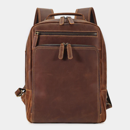 Kleos Full Grain Leather Laptop Backpack, Brown, 15‑Inch
