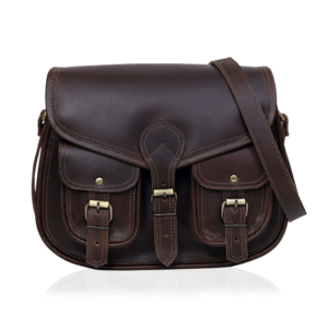 Handcrafted Ebony Brown Leather Crossbody Satchel, Multi‑Pocket Bag for Women