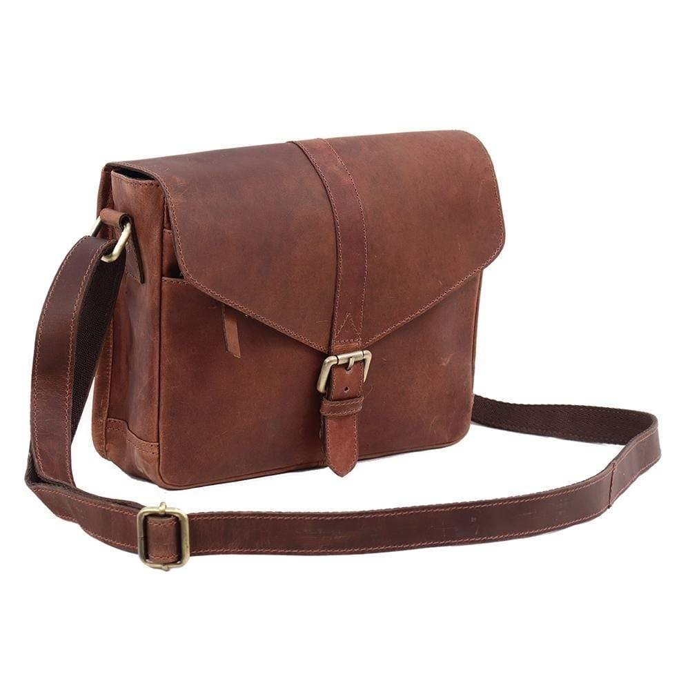 Mabel Handcrafted Full‑Grain Leather Crossbody Satchel, Vintage Brown, Multi‑Pocket Image 3