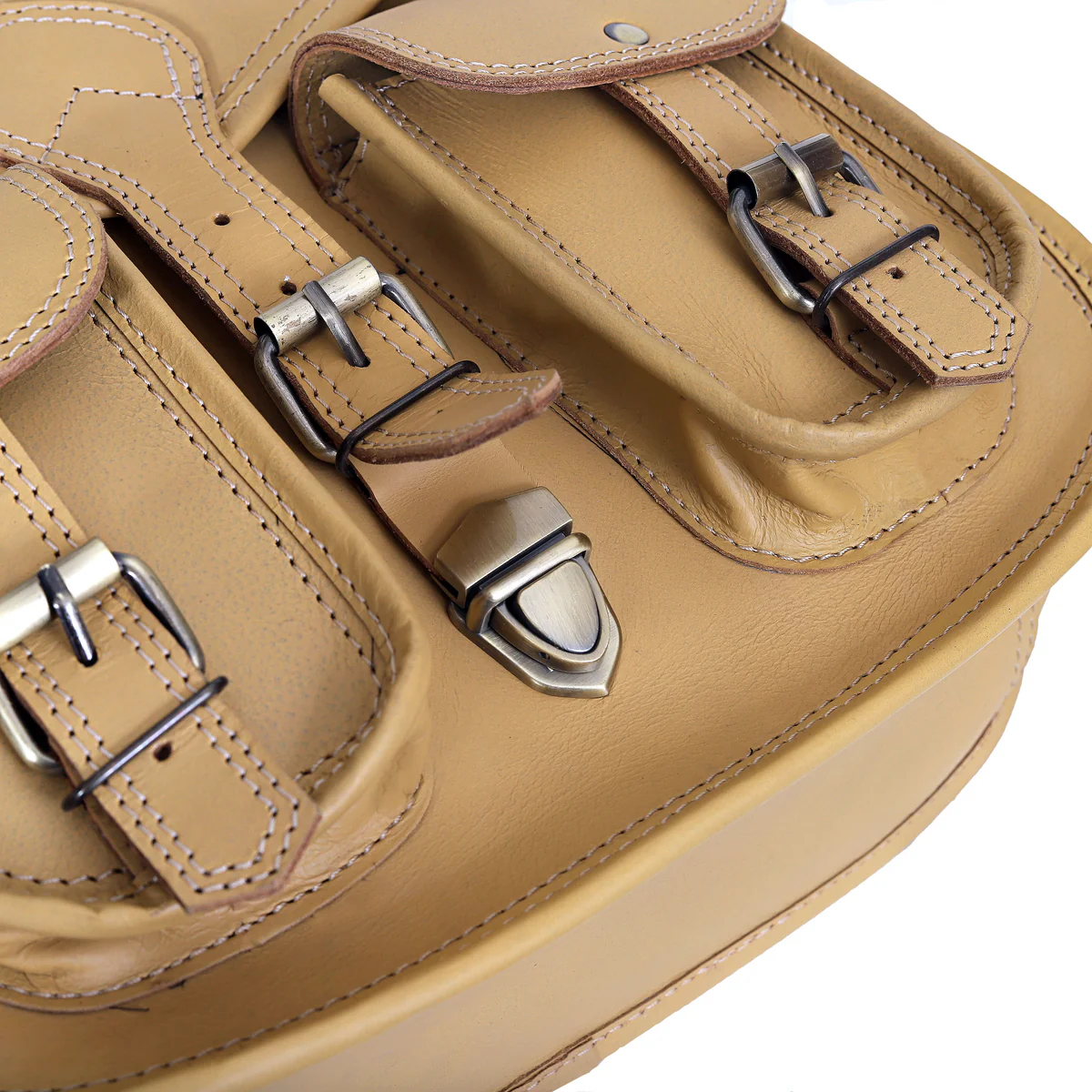 Handcrafted Leather Messenger Crossbody Bag, Vintage Tan Multi‑Pocket Satchel for Women Image 7